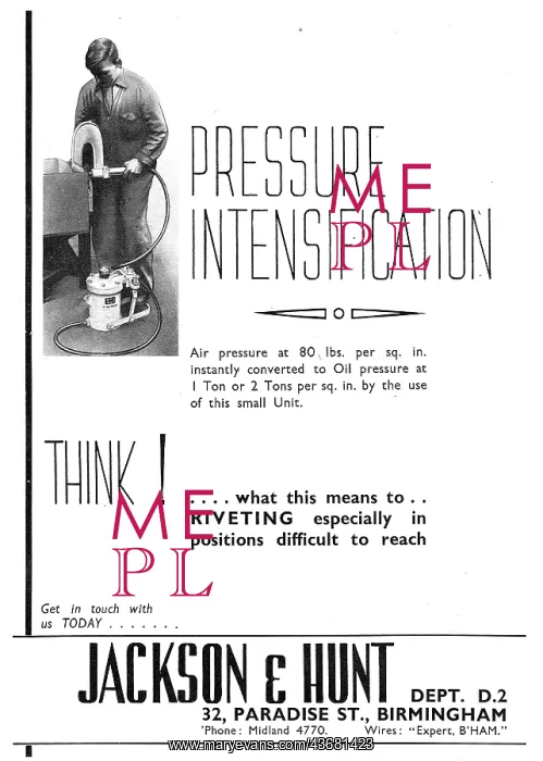 : Jackson & Hunt Pressure Intensification Equipment - Riveting : Jackson & Hunt Pressure Intensification Equipment - Riveting