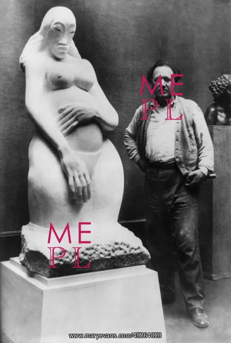 : Jacob Epstein, British sculptor with Genesis : Jacob Epstein, British sculptor with Genesis