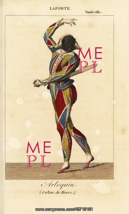 : Jacques Francois Laporte as Arlequin in Le : Jacques Francois Laporte as Arlequin in Le