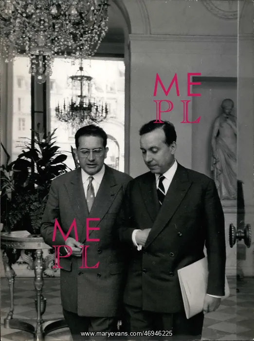 : Jacques Soustelle and Michel Debre in Elysee Palace, Paris : Jacques Soustelle and Michel Debre in Elysee Palace, Paris