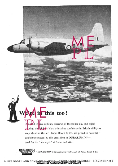 : James Booth & Co. Duralumin For The Aircraft Industry. 1950 : James Booth & Co. Duralumin For The Aircraft Industry. 1950