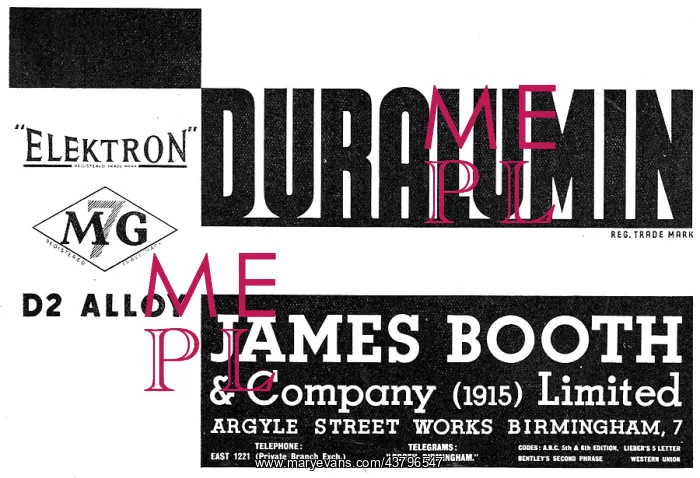 : James Booth - Duralumin, Elektron, D2 Alloy, M7G : James Booth - Duralumin, Elektron, D2 Alloy, M7G