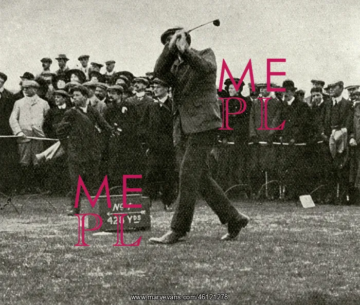 : James Braid driving from the first tee at the Pannal links : James Braid driving from the first tee at the Pannal links