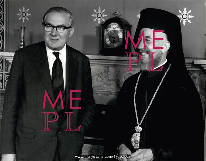 : James Callaghan with Archbishop Makarios of Cyprus : James Callaghan with Archbishop Makarios of Cyprus