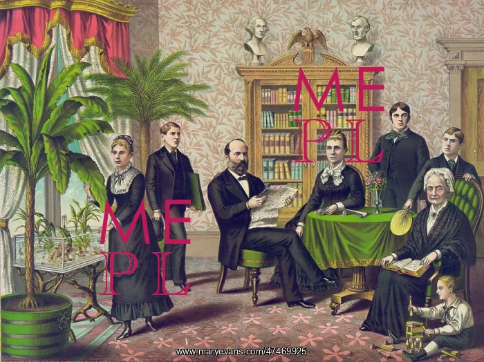 : James Garfield and family in library(?) : James Garfield and family in library(?)