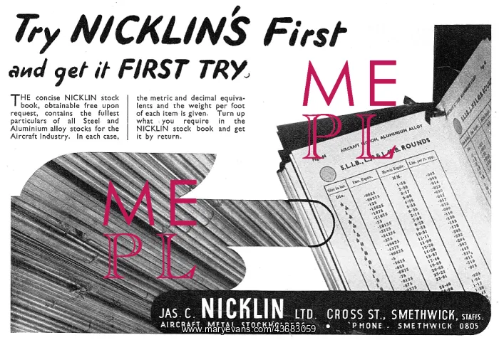 : James Nicklin & Co.: Aeroplane Metals : James Nicklin & Co.: Aeroplane Metals