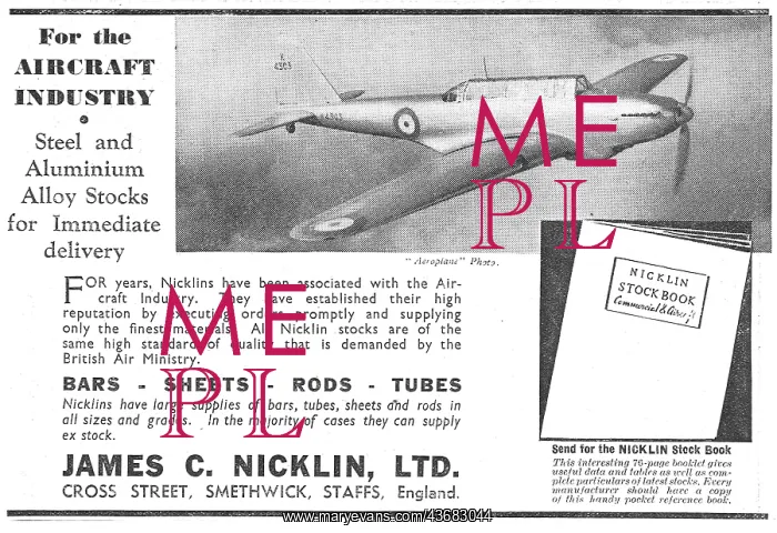 : James Nicklin Ltd. Smethwick. Aeroplane Metals : James Nicklin Ltd. Smethwick. Aeroplane Metals