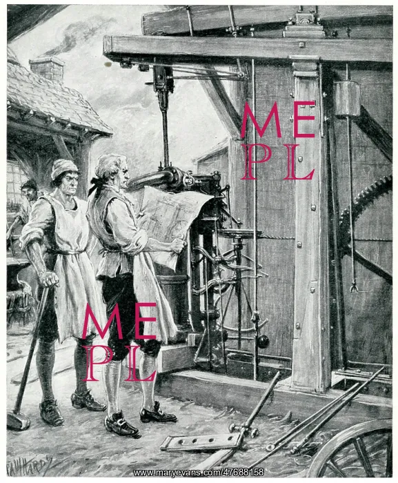 : James Watt, Scottish engineer, at work on the steam engine : James Watt, Scottish engineer, at work on the steam engine