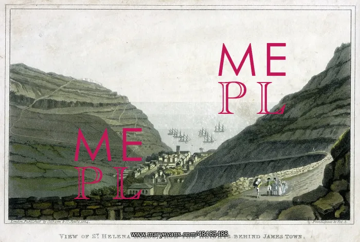 : Jamestown, St Helena, from the heights behind the town : Jamestown, St Helena, from the heights behind the town