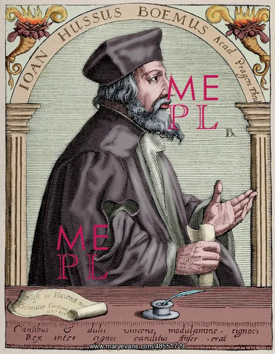 : Jan Hus (1369-1415). Engraving. Colored : Jan Hus (1369-1415). Engraving. Colored