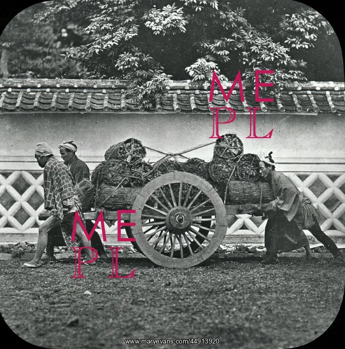 : Japan - A Handcart and coolies : Japan - A Handcart and coolies