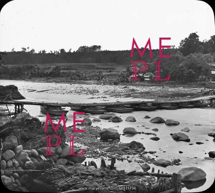 : Japan - Pontoon Bridge across a River : Japan - Pontoon Bridge across a River
