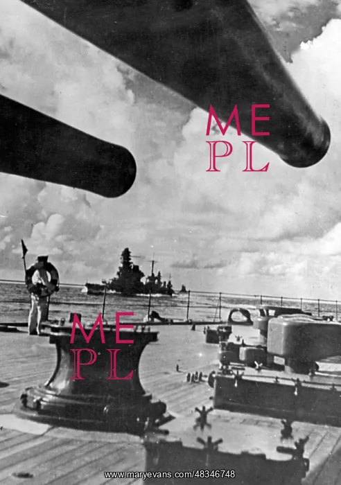 : Japanese battleship during a maneuver, 1941 : Japanese battleship during a maneuver, 1941