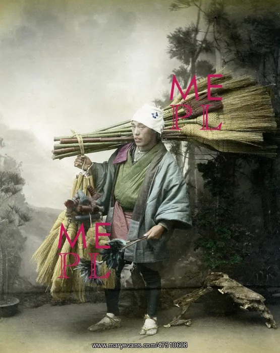 : Japanese broom seller : Japanese broom seller
