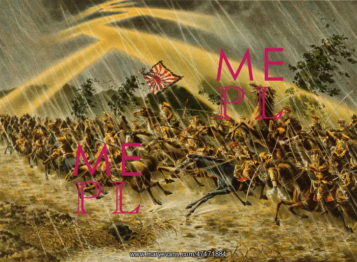 : The Japanese cavalry advanced furiously in storm : The Japanese cavalry advanced furiously in storm
