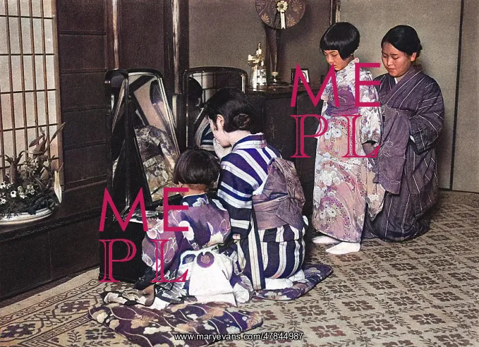 : Japanese family getting dressed : Japanese family getting dressed