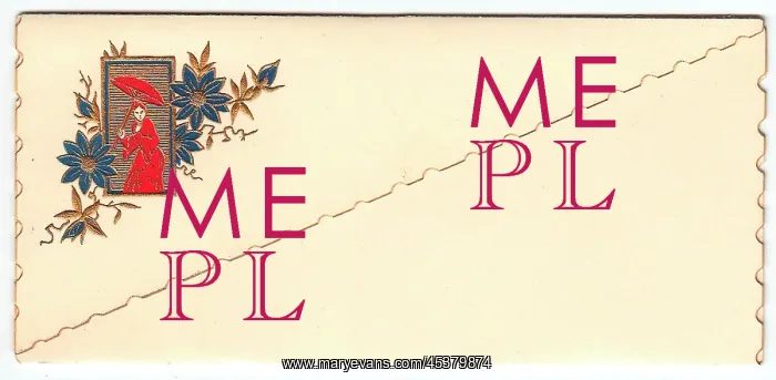 : Japanese lady and flowers on a decorative envelope : Japanese lady and flowers on a decorative envelope