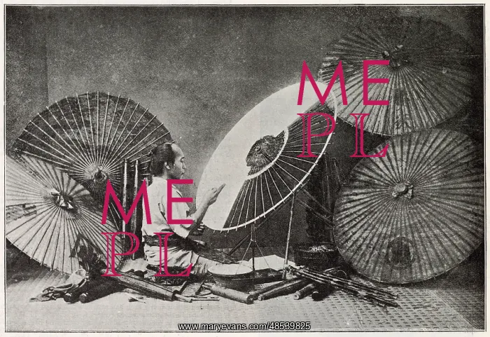 : Japanese Parasol Maker 1894 : Japanese Parasol Maker 1894