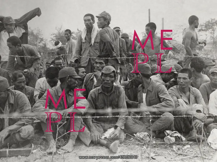 : Japanese POWs in an enclosure during the Battle : Japanese POWs in an enclosure during the Battle