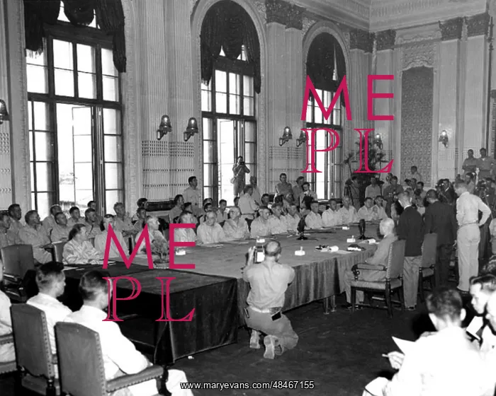 : Japanese signing the surrender terms in Korea : Japanese signing the surrender terms in Korea