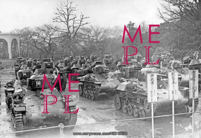 : Japanese tanks in Tokyo, 1937 : Japanese tanks in Tokyo, 1937