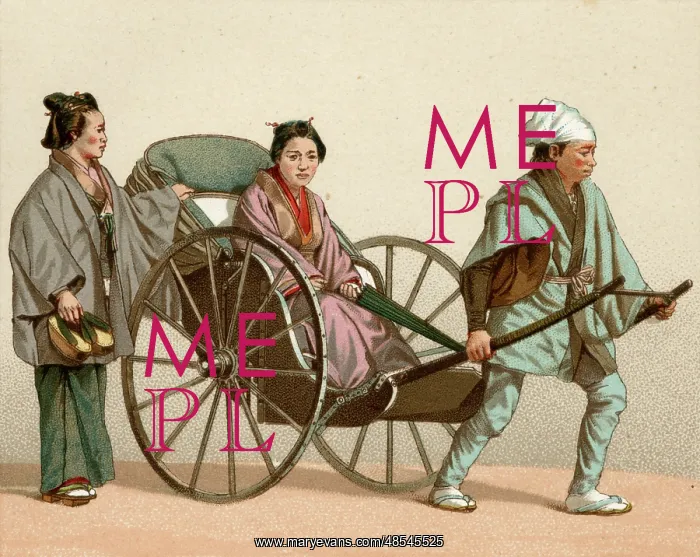 : Japanese woman in rikshaw : Japanese woman in rikshaw