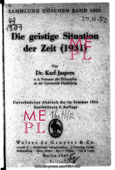 : Jaspers, Karl, 23.2.1883 - 26.2.1969, German : Jaspers, Karl, 23.2.1883 - 26.2.1969, German