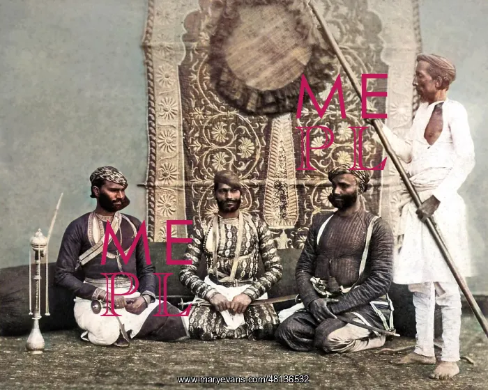 : Jat Sirdars with attendant, India : Jat Sirdars with attendant, India