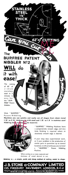 : J.B.Stone Machine Tools Burfree Nibbling Machine : J.B.Stone Machine Tools Burfree Nibbling Machine