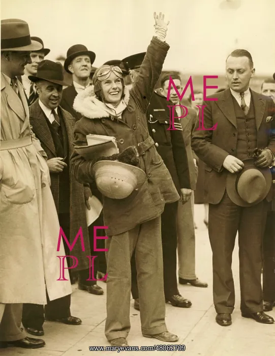 : Jean Batten on her arrival at Croydon : Jean Batten on her arrival at Croydon