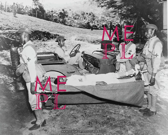 : Jeep used as a field ambulance by U.S. troops : Jeep used as a field ambulance by U.S. troops
