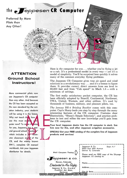 : Jeppesen Navigation Computers - Jeppeson CR Computer : Jeppesen Navigation Computers - Jeppeson CR Computer