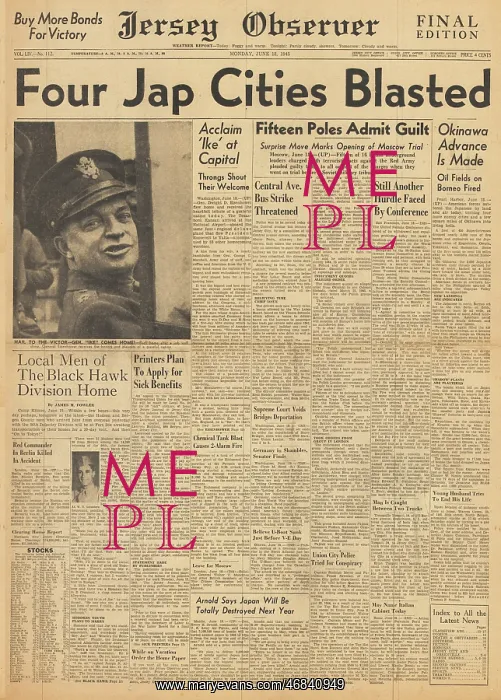 : Jersey Observer front page US Air Force bomb Japan : Jersey Observer front page US Air Force bomb Japan