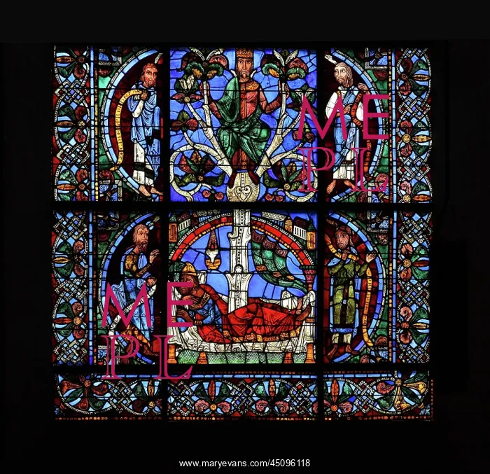 : Jesse Tree stained glass window, Chartres cathedral, France : Jesse Tree stained glass window, Chartres cathedral, France