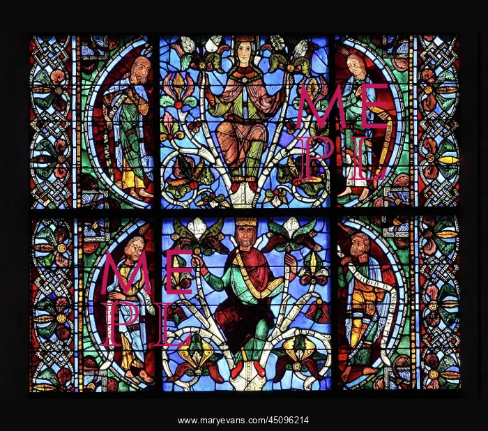 : Jesse Tree stained glass window, Chartres cathedral, France : Jesse Tree stained glass window, Chartres cathedral, France