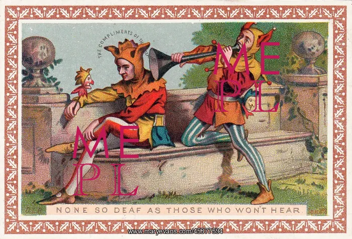 : Two jesters on a Christmas card : Two jesters on a Christmas card
