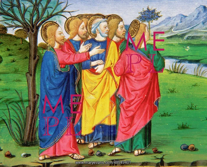 : Jesus and his disciples, going along the barren fig tree. Co : Jesus and his disciples, going along the barren fig tree. Co