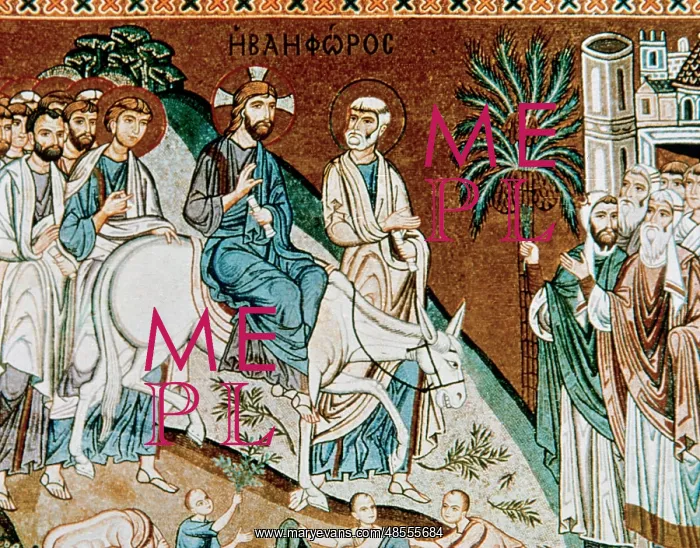 : Jesus entry into Jerusalem. Mosaic. Palace of the Normans : Jesus entry into Jerusalem. Mosaic. Palace of the Normans