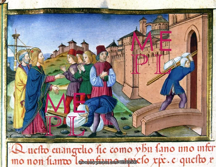 : Jesus said to the paralytic, Arise and walk. Codex of Predis : Jesus said to the paralytic, Arise and walk. Codex of Predis