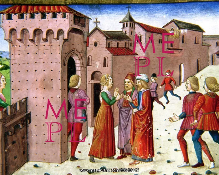 : Jesus speaks with a Samaritan in Sychar, Samaria. Codex of P : Jesus speaks with a Samaritan in Sychar, Samaria. Codex of P