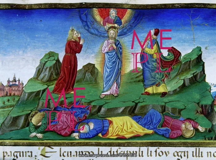 : Being Jesus transfigured on the mountain with Moses and : Being Jesus transfigured on the mountain with Moses and