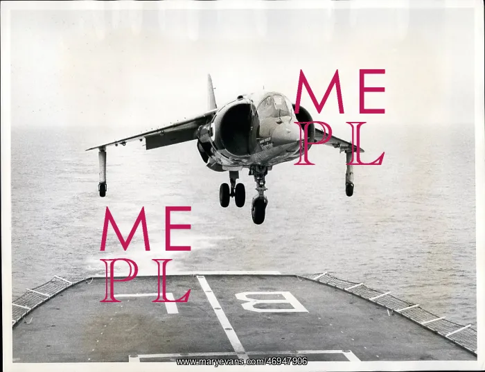 : Jet fighter plane landing on HMS Blake : Jet fighter plane landing on HMS Blake