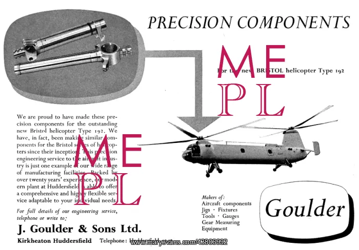 : J.Goulder Precision Engineers. Aircraft : J.Goulder Precision Engineers. Aircraft