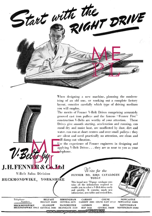 : J.H.Fenner V-Belts For Machine Tools : J.H.Fenner V-Belts For Machine Tools