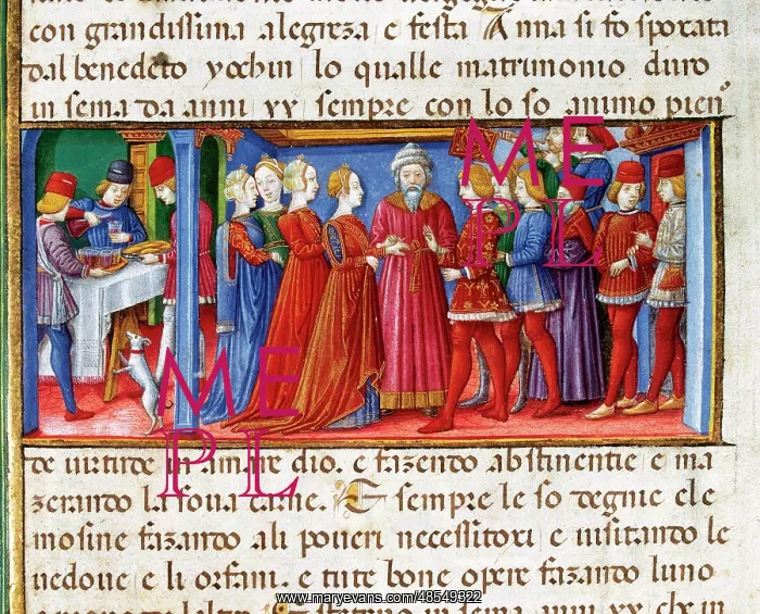 : Joachim and Anne's Wedding. Codex of Predis (1476). Italy : Joachim and Anne's Wedding. Codex of Predis (1476). Italy