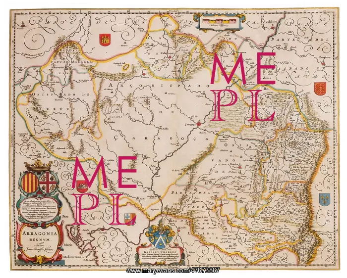 : Joan Blaeu, Aragon Map, 17th Century : Joan Blaeu, Aragon Map, 17th Century