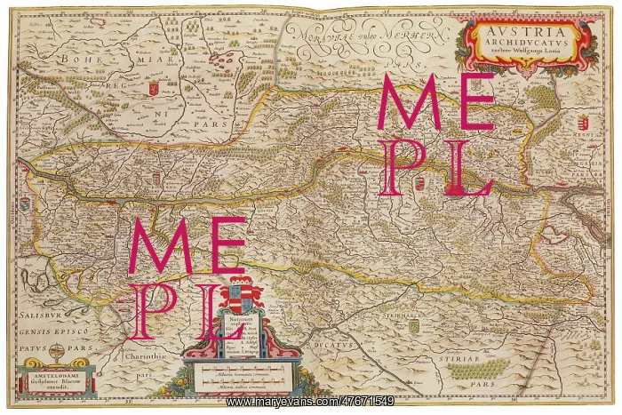 : Joan Blaeu, Austria Map, 17th Century : Joan Blaeu, Austria Map, 17th Century