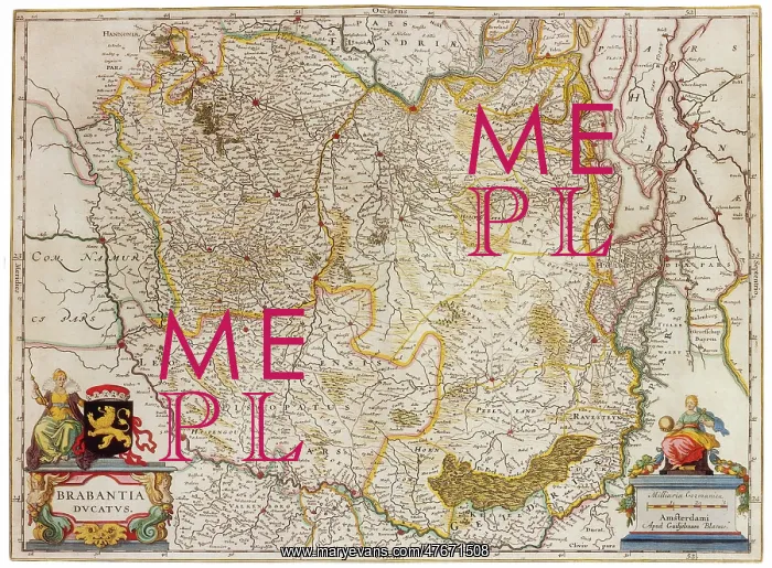 : Joan Blaeu, Duchy of Brabant Map, 17th Century : Joan Blaeu, Duchy of Brabant Map, 17th Century