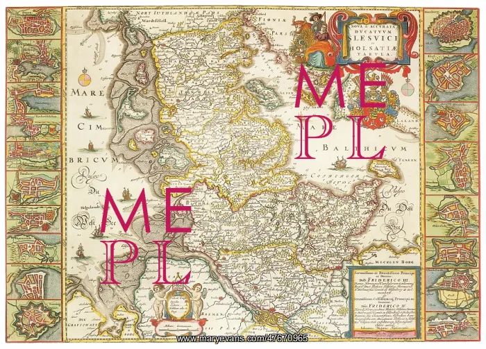 : Joan Blaeu, Duchy of Schleswig Map, 17th Century : Joan Blaeu, Duchy of Schleswig Map, 17th Century