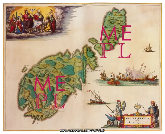 : Joan Blaeu, Malta Map, 17th Century : Joan Blaeu, Malta Map, 17th Century